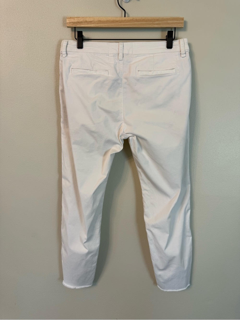 Frank & Eileen Wicklow Italian Chino Pants Size 8 White Cropped Raw Hem - Picture 5 of 10